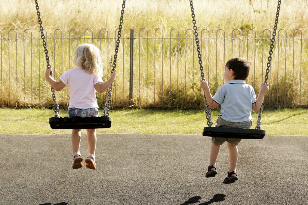 Children on a swing