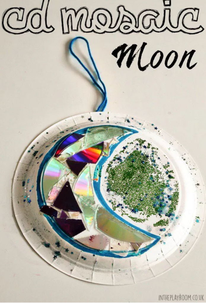 CD mosaic Moon Craft