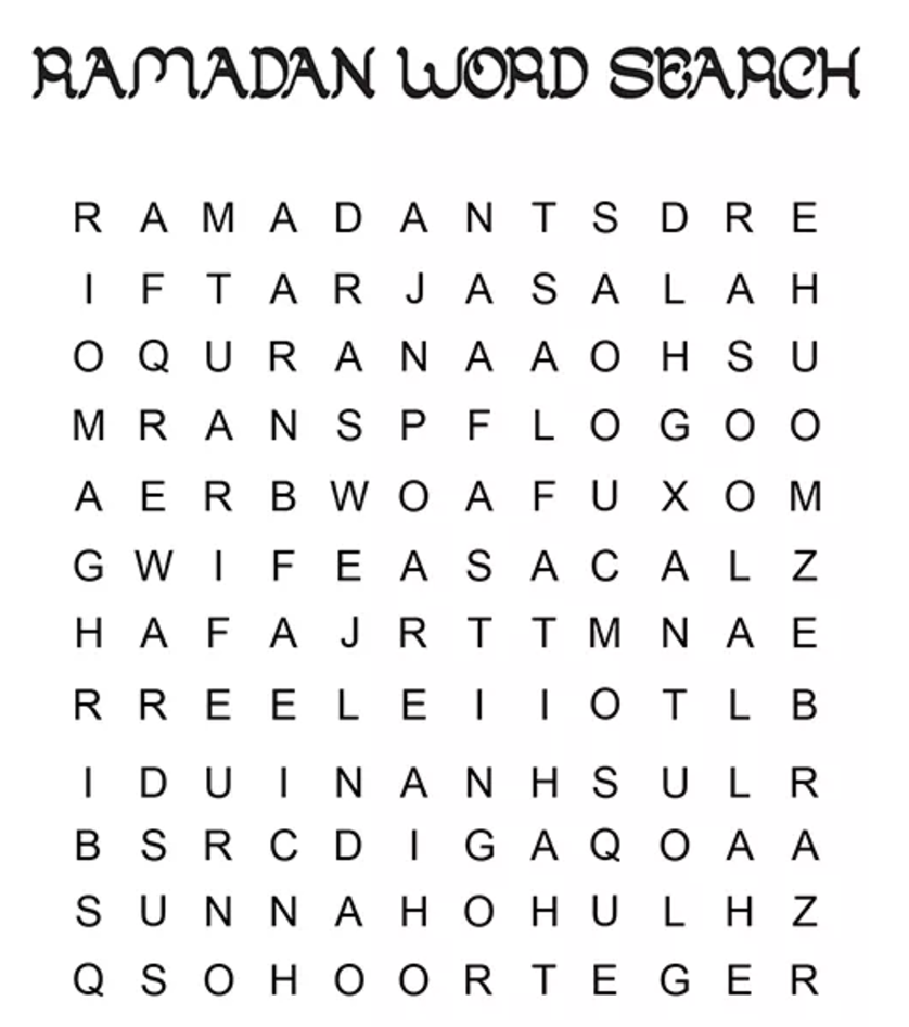 Ramadan Word Search